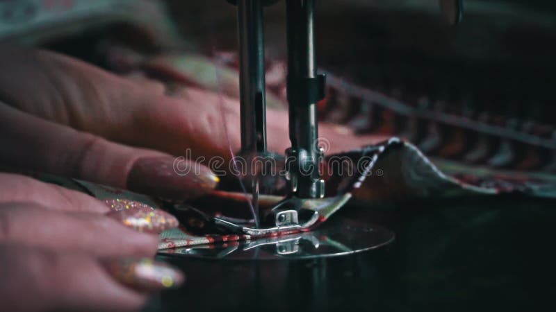 Vintage Sewing Machine Needle in Motion Slow Mo stock video footage