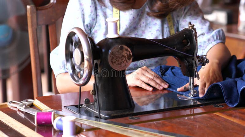 Vintage sewing machine,Textile vintage sewing industrial stock video footage