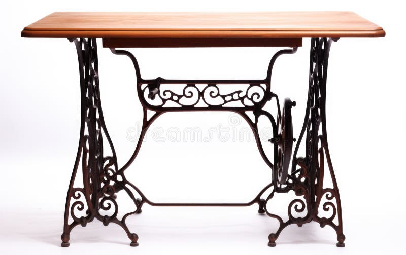 Vintage Sewing Table on White Background Stock Image Image of