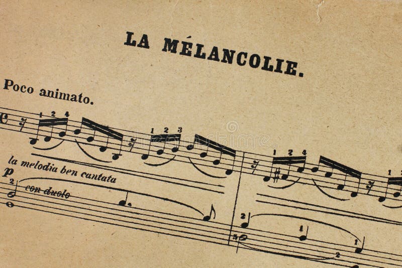 Macro of stained vintage sheet music with title. Title stock images, royalty-free photos and pictures