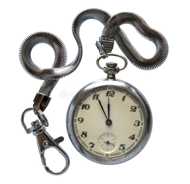 Vintage Silver Pocket Watch with Chain Stock Image Image of time