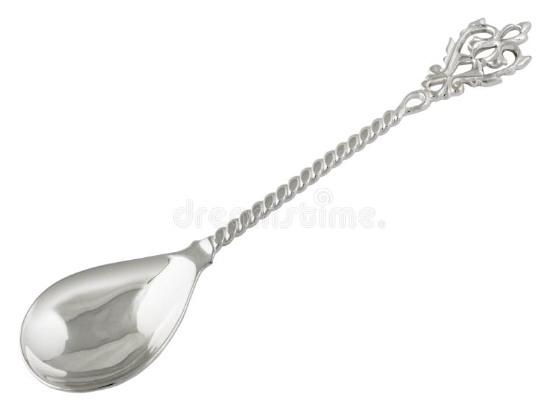 Vintage silver spoon , isolated on white