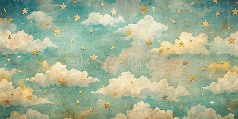 Vintage Sky Muster auf gealtertem Papier Ein Retro Hintergrund mit verblassten Farben und Inspiration für das Atomzeitalter stock abbildung