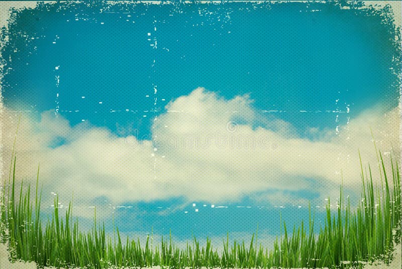 Vintage  Background on Old Paper Texture Stock Image - Image of  clouds, grass: 25641071