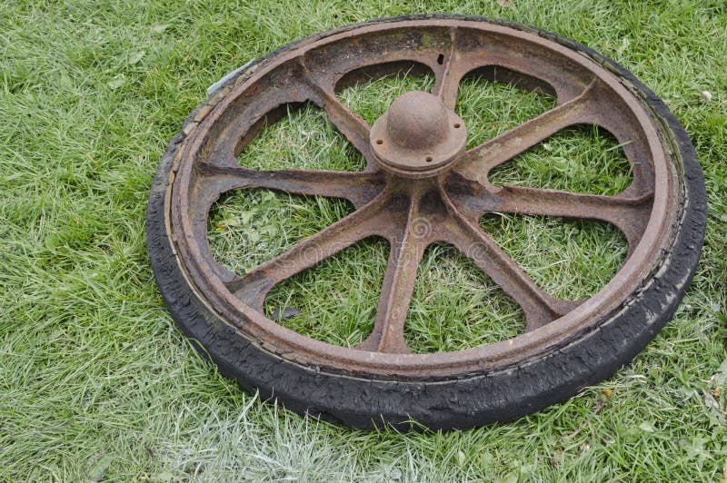 Vintage Solid Rubber Wagon Wheel Stock Photo Image of rural, vehicle