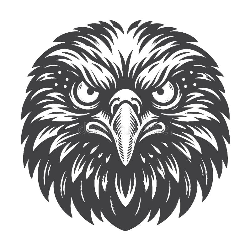 Vintage Spain Eagle Angy Eyes Glowing Engraved Fierce Nature Design. stock illustrationer