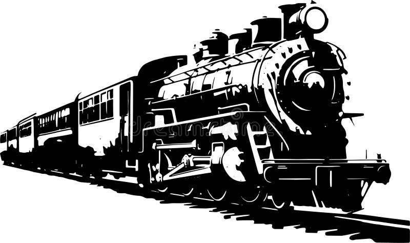 Vintage steam locomotive ancient train, transport Vector illustration stock illustration