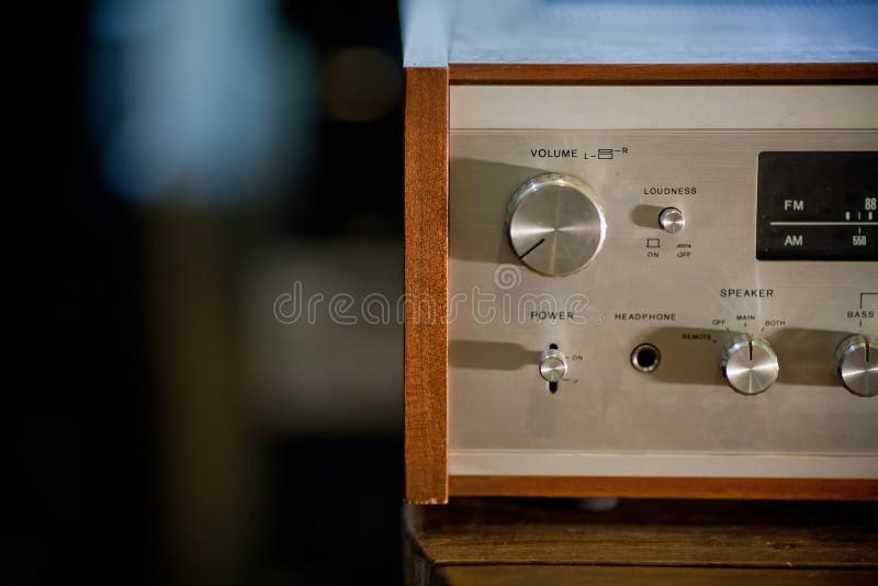 Vintage Stereo Receiver In Wooden Cabinet Stock Photo Image Of