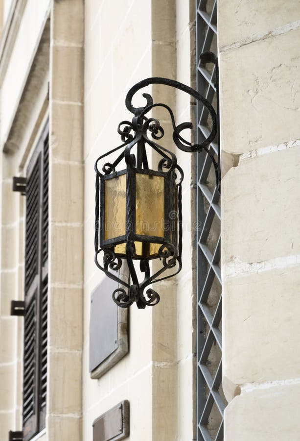 Vintage Street Lamp Hanging on a Wall Stock Image Image of metal