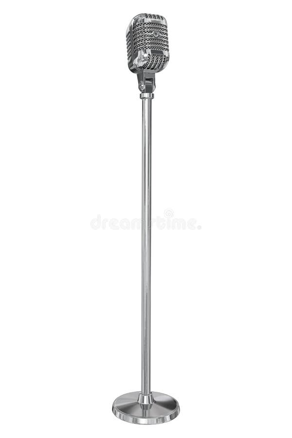 Vintage metal studio microphone isolated on white background. 3D render.