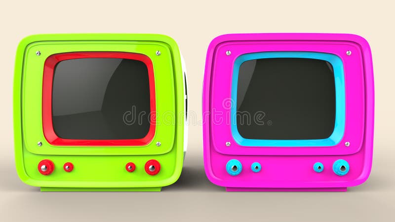 Vintage style green and pink TV sets royalty free illustration Vintage style green and pink TV sets royalty free illustration