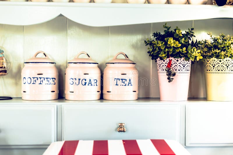 Vintage Style. Jar and Pot in the Kitchen Stock Image Image of