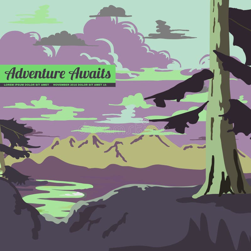 Vintage Style Landscape Background Vector Stock Vector - Illustration