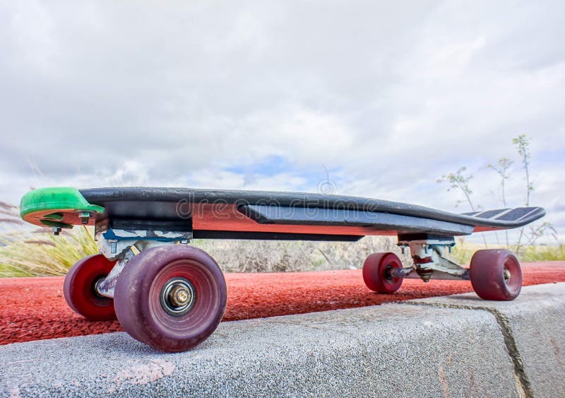 Vintage Style Longboard Black Skateboard Stock Image Image of line