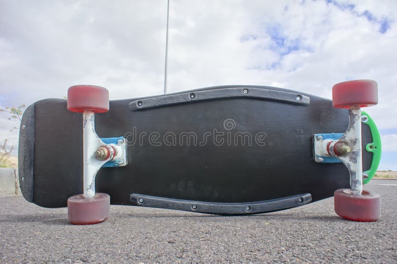 Vintage Style Longboard Black Skateboard Stock Photo Image of