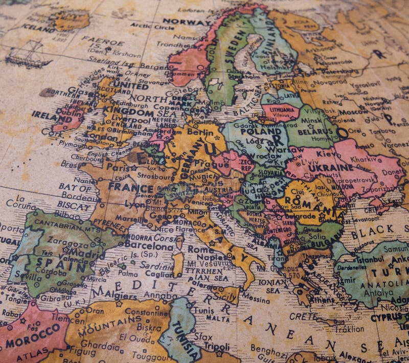 Vintage Style Photo of the map of Europe. Vintage Style Photo of the map of Europe