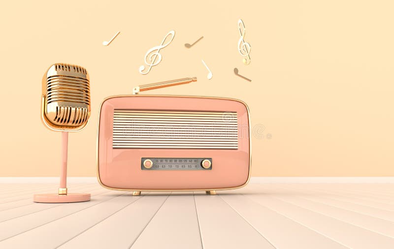 Vintage Style Radio Receiver and Microphone. Pastel Colors and ...