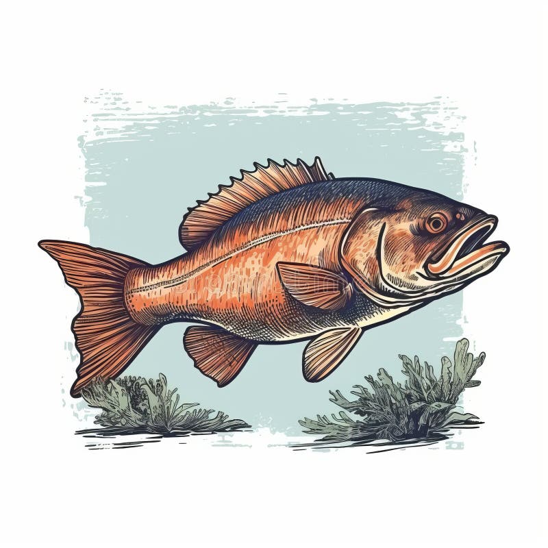 Red Fish Tail Textured Painting Fish Painting Fly Fishing Artwork