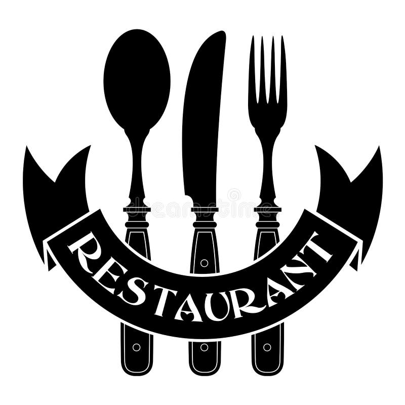 Knife, Fork and Spoon / Restaurant Seal Stock Vector Illustration of