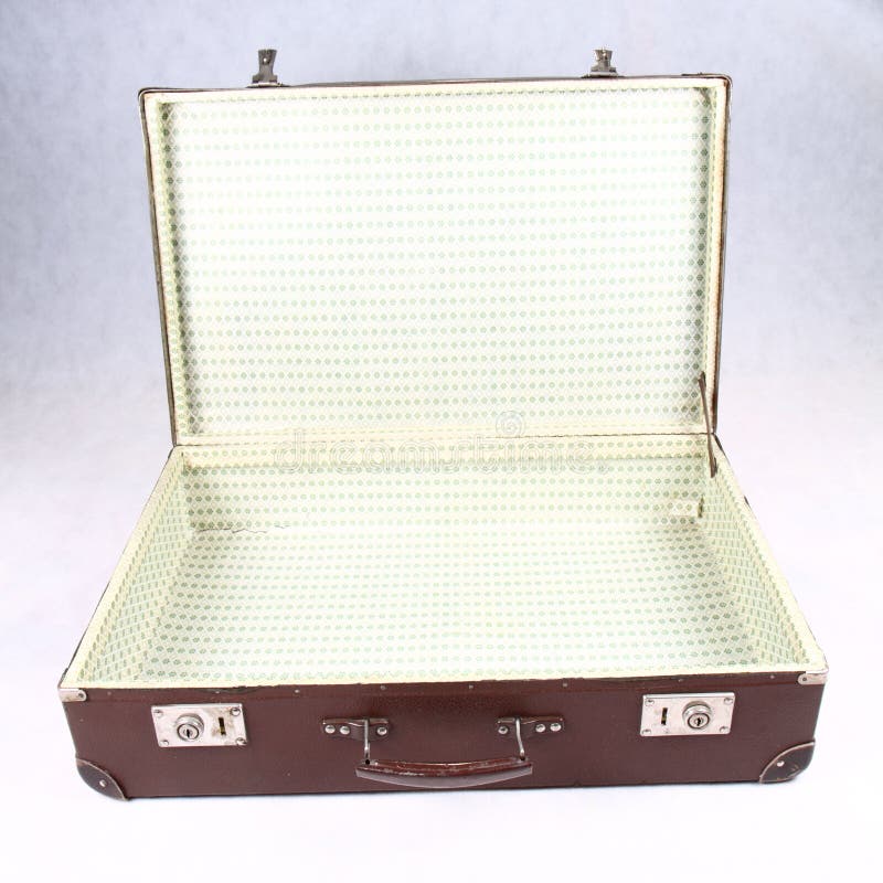 Vintage Brown Leather Suitcase Open Stock Photo Image of retro, used