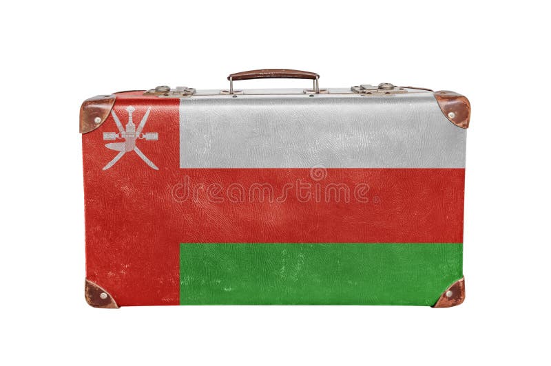 Vintage suitcase with Oman flag royalty free stock photography