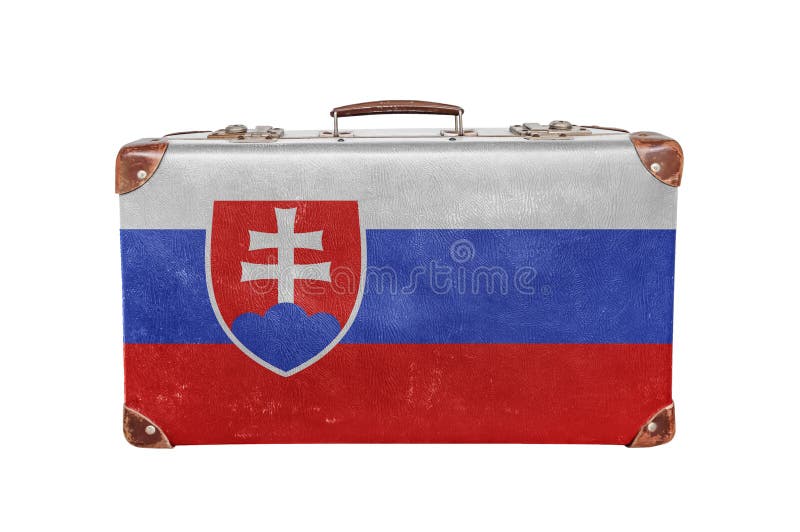 Vintage suitcase with Slovakia flag