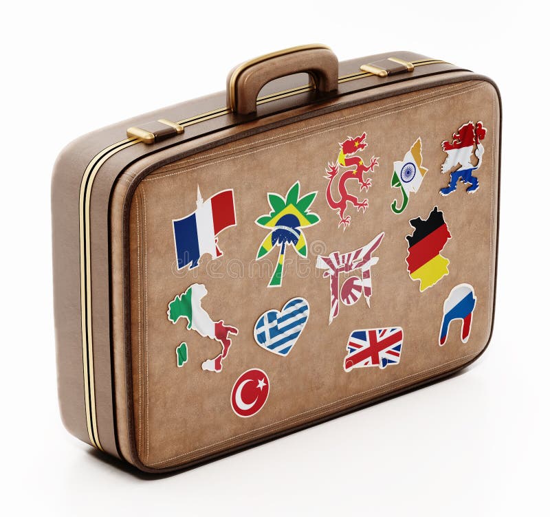 Suitcase-stickers stock vector. Illustration of eiffel - 8463461