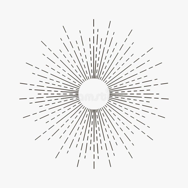 Vintage sunburst. Linear sun rays. Hipster retro starburst element. Vector. stock illustration Vintage sunburst. Linear sun rays. Hipster retro starburst element. Vector. stock illustration