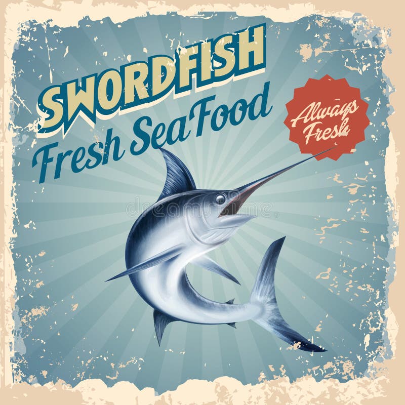 Vintage swordfish always fresh stock illustration