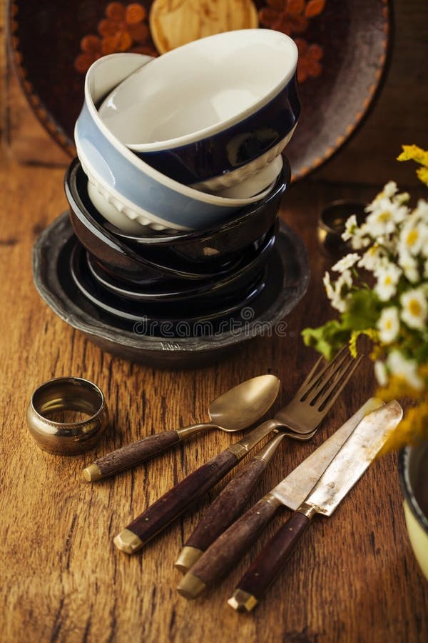 Vintage tableware stock photo. Image of backdrop, flatware 42810734