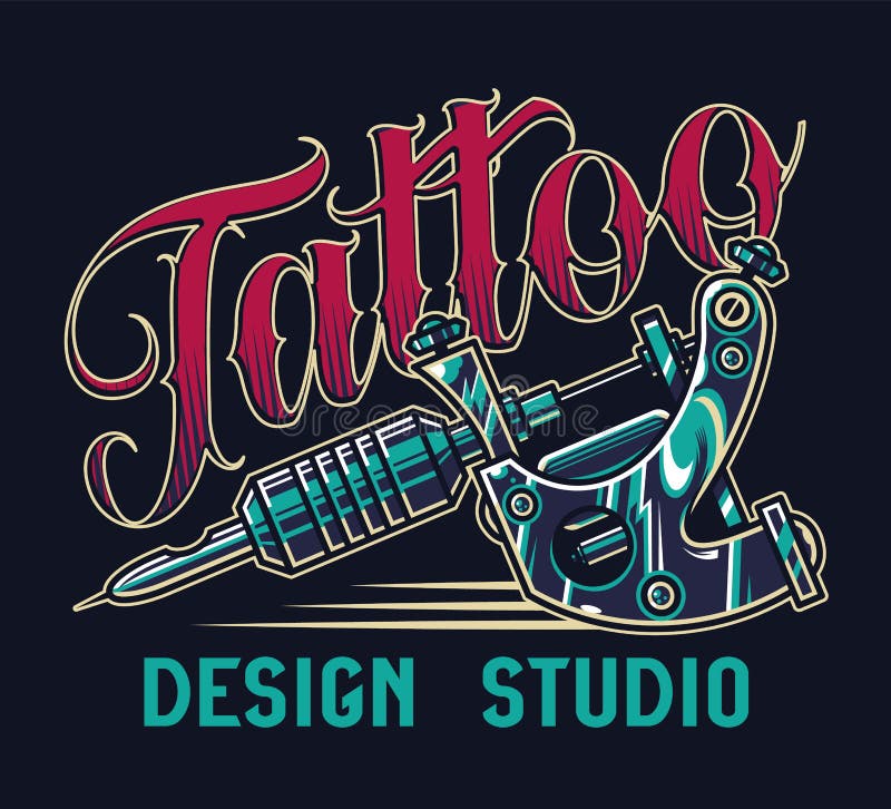 Tattoo Studio Neon Sign with Rose Stock Vector - Illustration of ...
