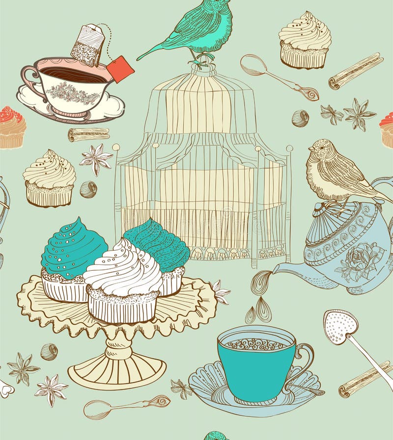 Vintage tea background. seamless pattern for design