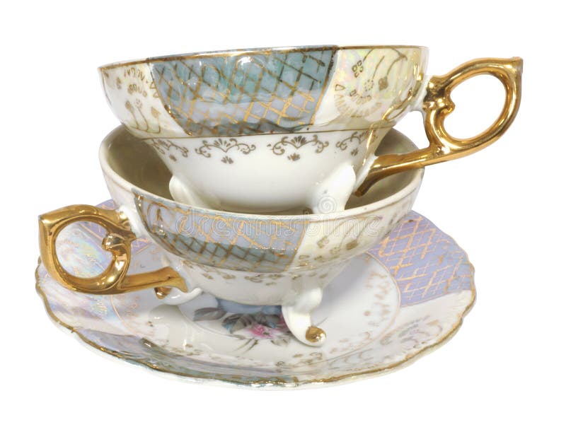 Vintage tea cups stack stock photo. Image of ornate, vintage 85273044