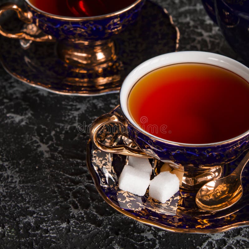 Vintage Tea Pair with Teapot on a Black Background Stock Photo Image of healthy, glass 192367214