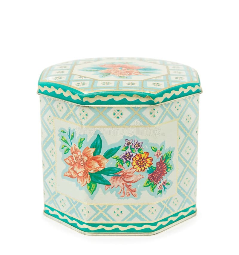 Vintage tea tin box stock photo. Image of white, vintage 19276648