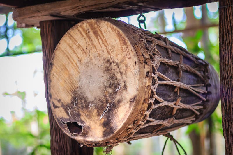 Vintage Teared Drum. Old Drum Made from Animal Skin is Wear and Stock ...