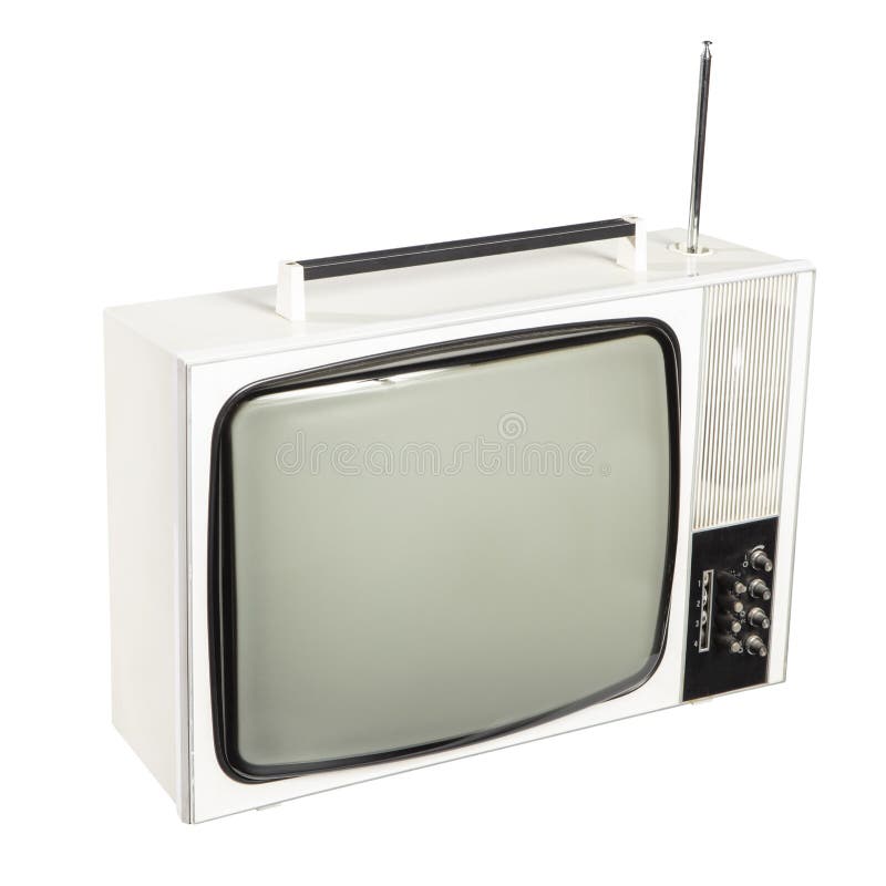 Vintage Television with Cut Out Screen on Isolated Background. Stock