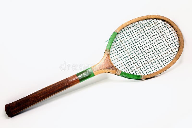 Vintage wooden tennis racket over white. Vintage wooden tennis racket over white.
