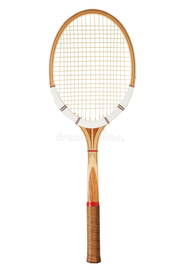 Retro wooden tennis racket isolated on white. Retro wooden tennis racket isolated on white