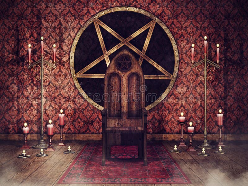 Vintage Throne Room with Candles Stock Illustration - Illustration of  pentagram, candelabra: 135673051
