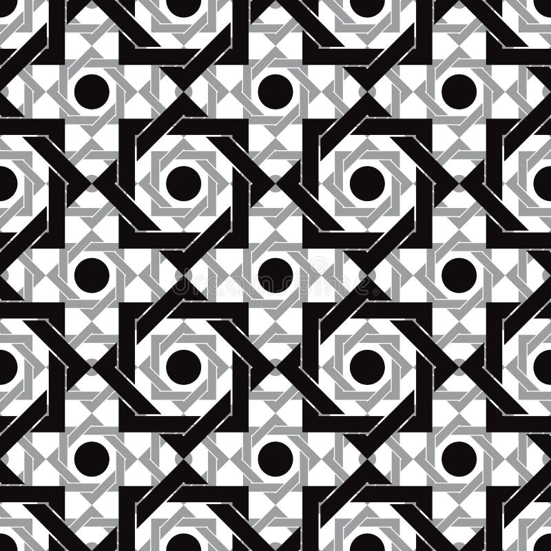 Vintage Tiles Seamless Pattern, Black and White Vector Background