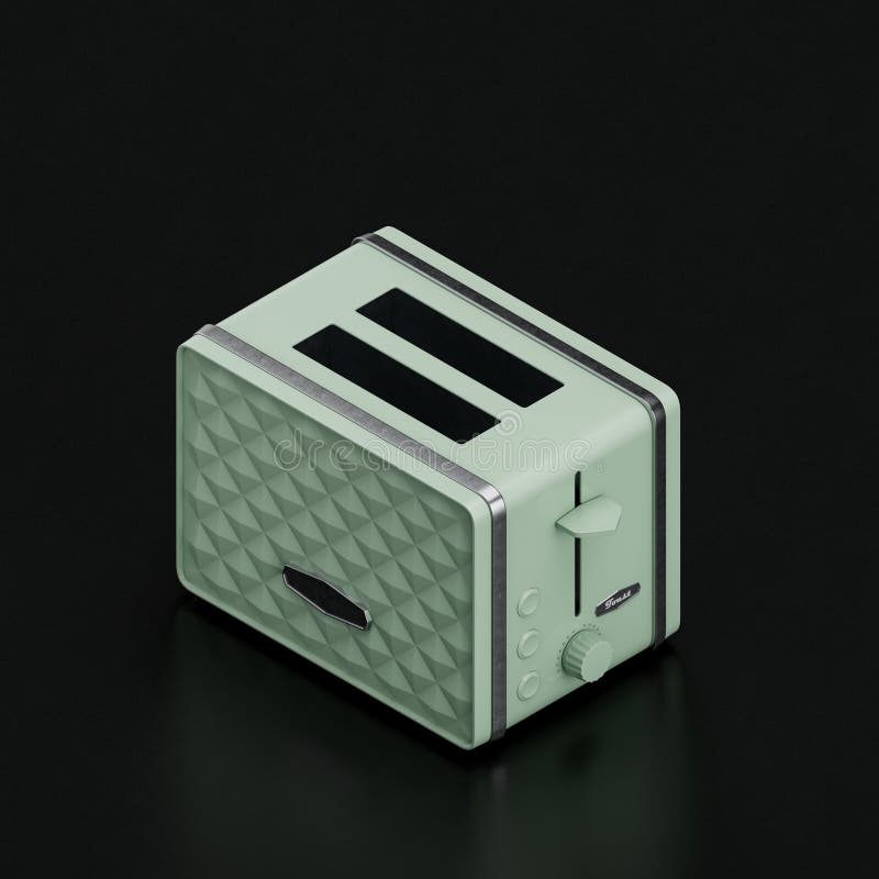 Vintage Toaster, Retro Kitchen Isometric Appliance, 3d Rendering Stock Illustration