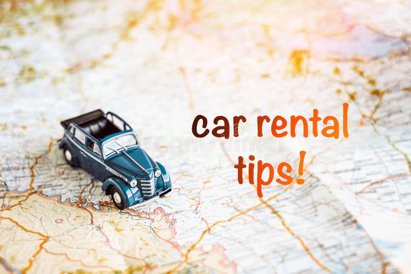 Toy Car on the Map, Car Rent Tips Concept Stock Photo Image of retro