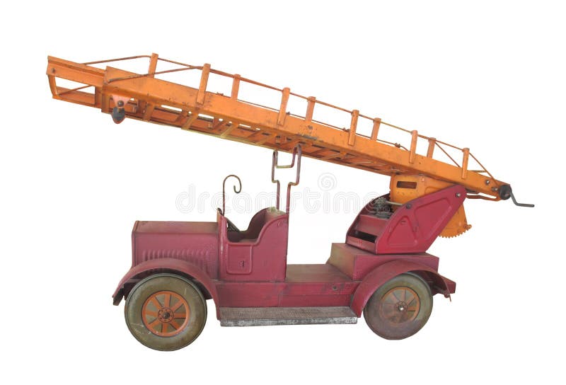 Vintage toy metal fire truck isolated. royalty free stock photography Vintage toy metal fire truck isolated. royalty free stock photography