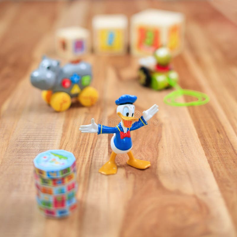 Vintage Toys With Animated Character Donald Duck. Editorial Stock Image - Image of background