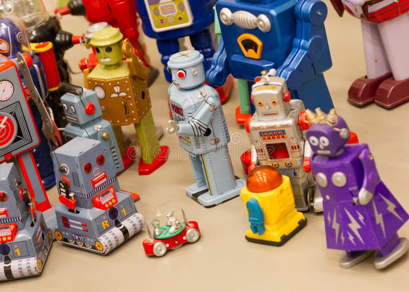 Vintage Toys Collection of Different Robots Editorial Image Image