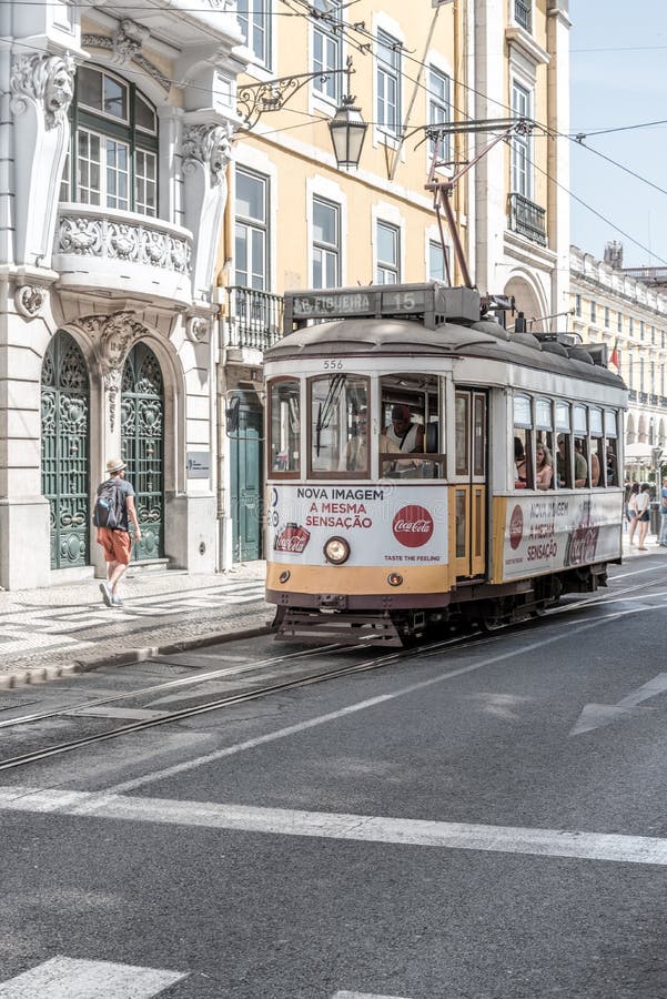 Tram in the centre of Lisbon, Portugal stock photography Tram in the centre of Lisbon, Portugal stock photography