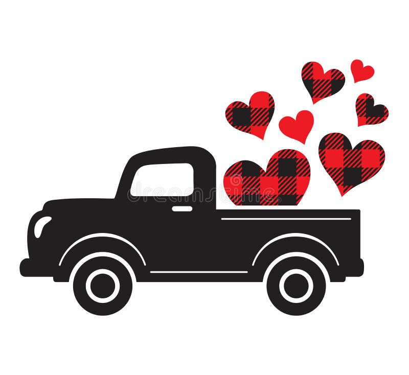 Download Vintage Truck Carft Valentine Hearts Vector Illustratie ...
