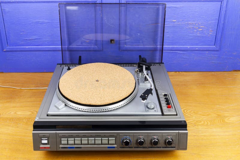 Vintage Turntable Vinyl Record Player with Dust Cover Stock Image