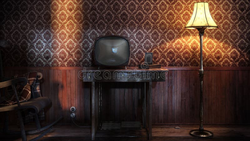 Vintage tv evening vector illustration